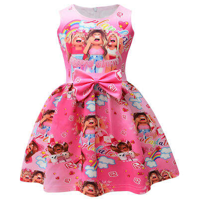 New Girls Roblox Bowknot Princess Dress Birthday Party Holiday Fancy Dress  Gifts | eBay UK