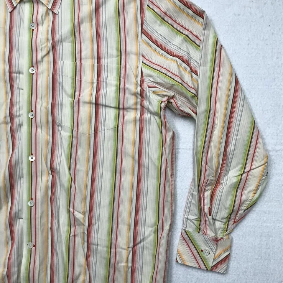 Indigo Palms Dress Shirt Mens L Multicolor Stripe Spread Collar Cotton Pocket - Image 3 of 4