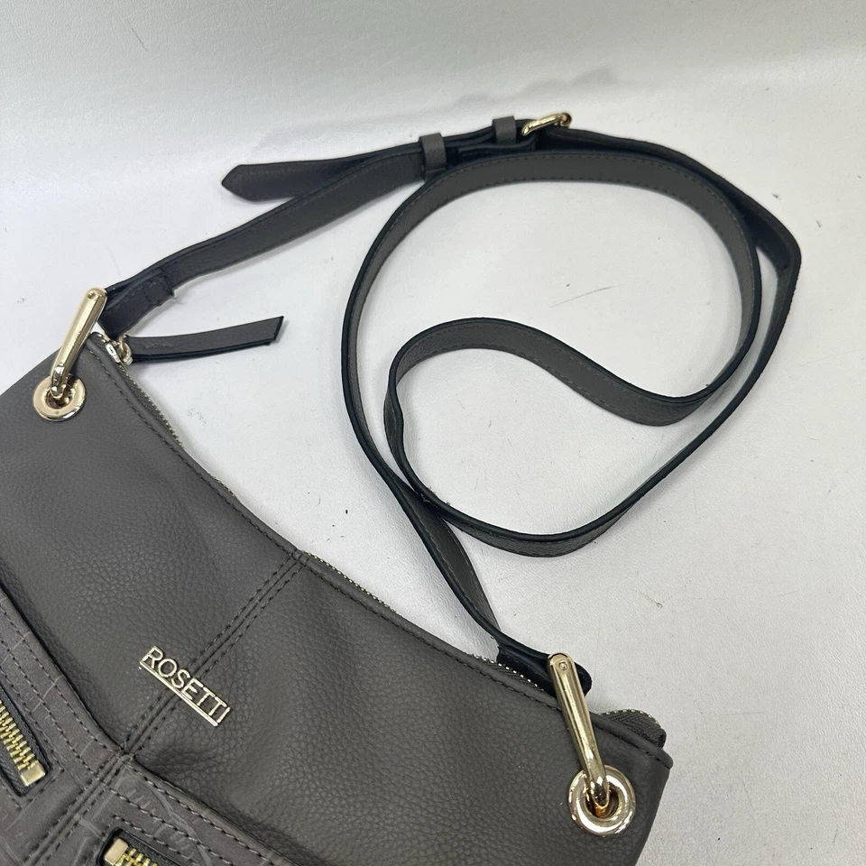 Rosetti Crossbody Handbag M Gray Faux Croc Embossed Leather Lined Purse Bag - Image 4 of 4