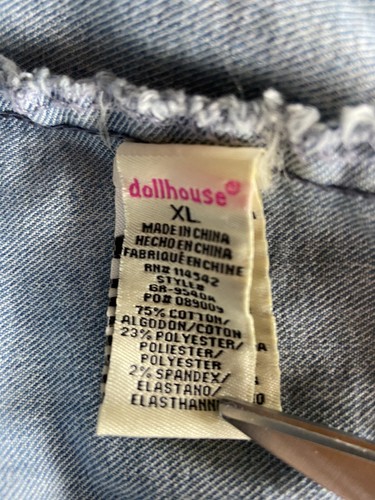 Dollhouse Women’s XL Blue Denim Vest Sleeveless Light Wash Distressed Steampunk - Picture 4 of 10