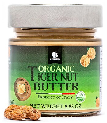 Gourmanity Organic Tigernut Butter, Nut Free Peanut Butter Alternative 8.8oz Jar