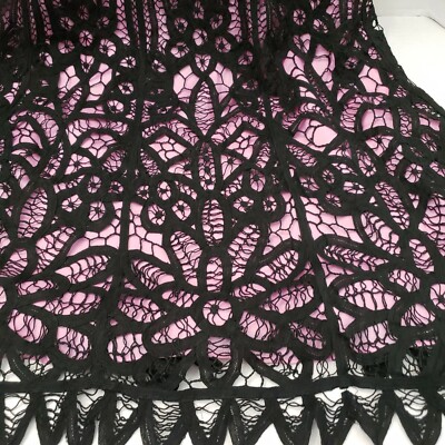 Betsey Johnson New York Black Lace Over Pink Spaghetti Strap Dress