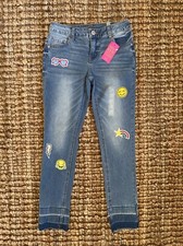 NWT JUSTICE Denim blue jeans jegging Sz 12 Embroidered Simply Low