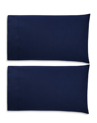 Sky Wrinkle Resistant Percale Cotton 2 King Pillowcases Set Navy $130