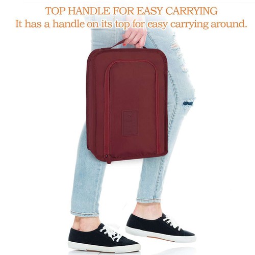 Waterproof Foldable Travel Shoe Bag Handle Sport Gym Carry Case Storage Shoe Bag - Picture 3 of 17