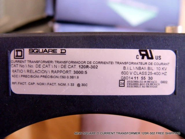 NEW SQUARE D CURRENT TRANSFORMER 120R-302 FREE SHIPPING - Image 3 of 4