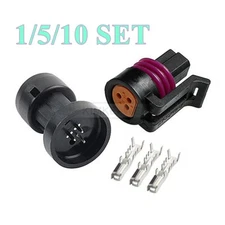 3 Pin Delphi Auto Oil Fuel Pressure Sensor Male Female Connector Plug Socket Kit