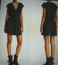 Free People Womens Gray Cross Front Stretch Knit Mini Dress Sz S