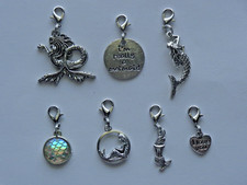 LOT OF 7 MERMAID CLIP ON CHARMS FOR BRACELET NECKLACE ZIPPER PULL KEYCHAIN