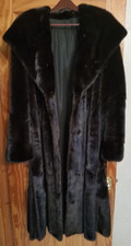 Italy Genuine High Quality Black Mink Fur Coat Long Women Size 42
