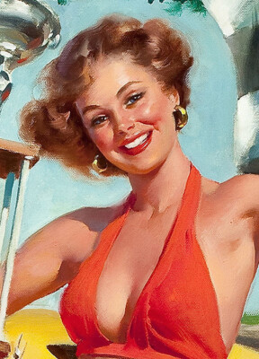 1960's Elvgren Sexy Pin-Up Girl Auto Racing Poster 