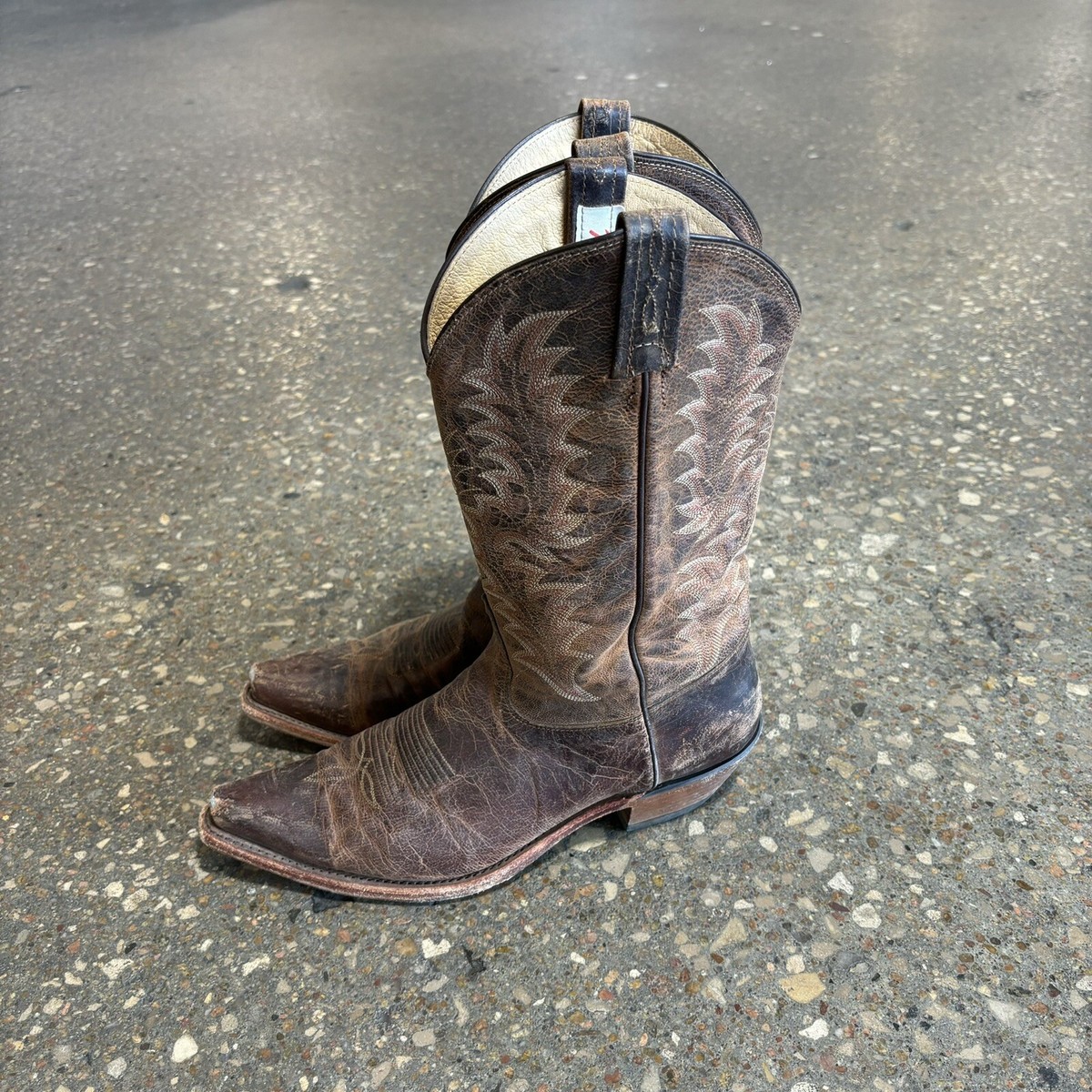 Tony Lama Womens Western Cowgirl Boots #1796-L Tan Saigets Worn