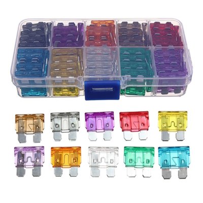 100pcs Assorted Auto Car  Standard Blade Fuse 2,3,5,7.5,10,15,20,25,30 35 AMP