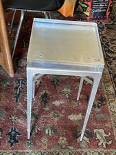 Frontgate Linden Silver Leaf & Acrylic Tapered Accent Table