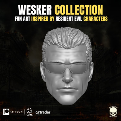 Albert Wesker v3 Resident Evil custom head for use w/ 4'' 6'' 7'' 12'' figure