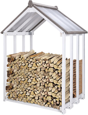 Kaminholzregal außen Dach Brennholzregal Feuerholzregal Kaminholzunterstand Holz