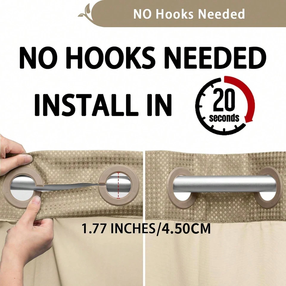 Cortina de ducha tejida doble gofre ZEF-1PC, sin gancho, ventana superior transparente sin gancho Foto 4 de 4