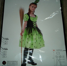 Girls Green Witch Halloween Costume, Dress Up Role Play, M 8-10 Yr  DAILY SHIP