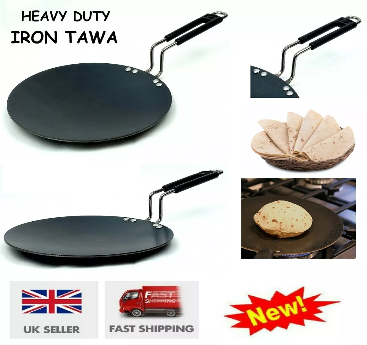 Kadai Chapati Pan Cast Iron Cookware, Cast Iron Skillets