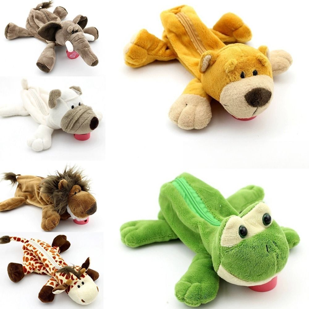 Cute Forest Animal Plush Pencil Pouch for School Supplies-image