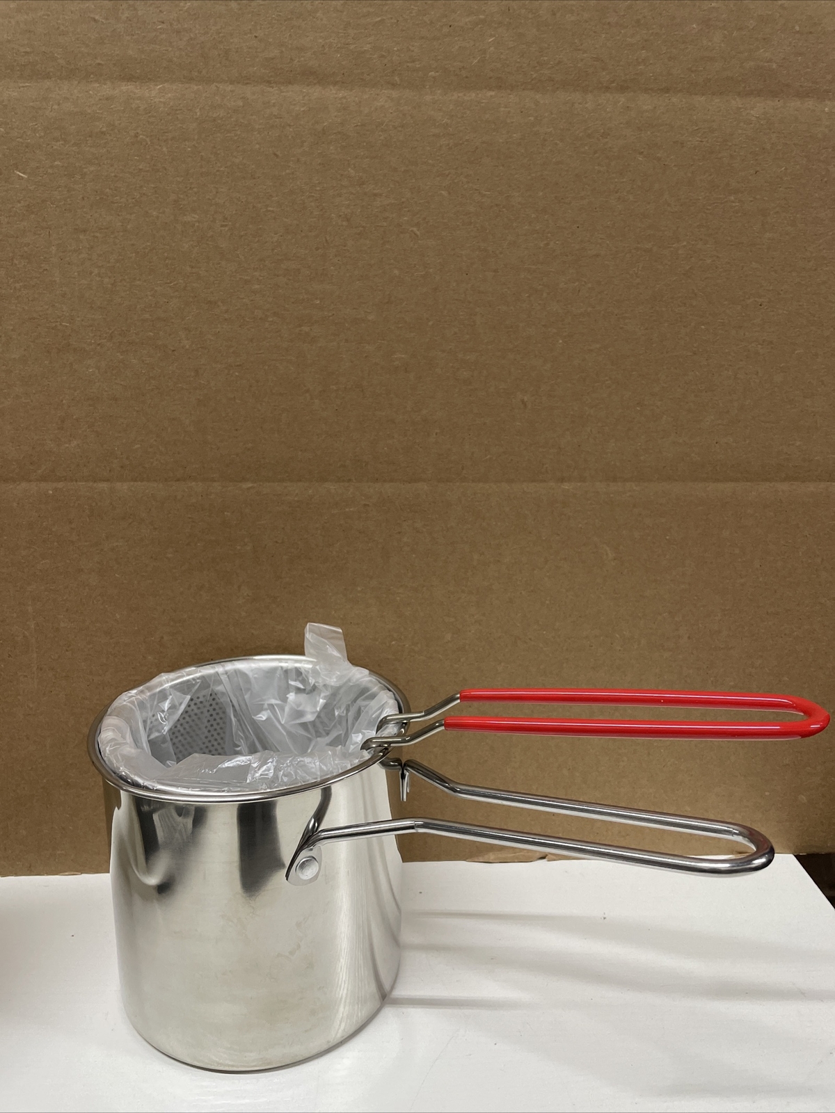 Portable Small Deep Fryer Stainless Steel Frying Pot with Strainer Basket Tongs