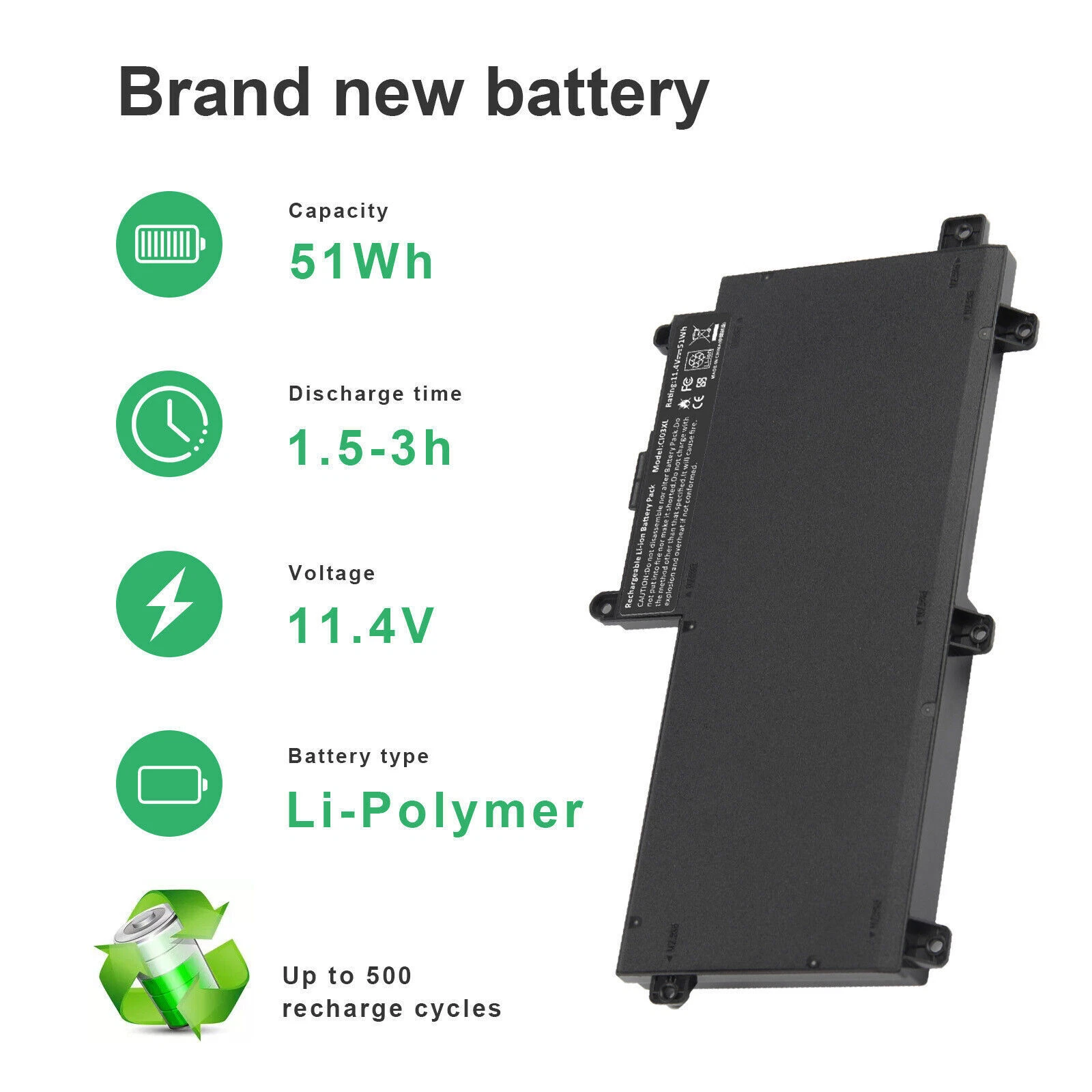 801554-001 — Battery HP ProBook 51Wh/4500mAh