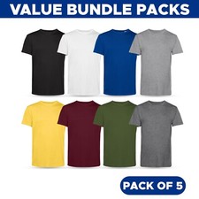 Mens Plain T-Shirt, Casual Short Sleeve 5 Pack Tshirt Cotton Multipack Blank Tee