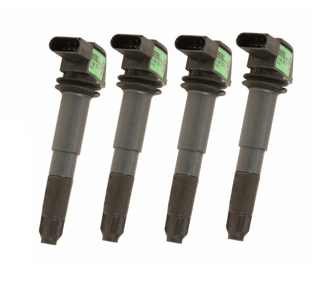 OEM BERU Set of 4 Ignition Coils w/ Spark Plug Conector For Porsche Cayenne