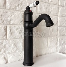 Black Oil Rubbed Brass Bathroom Kitchen Bar Vessel Sink Swivel Faucet Tap snf366