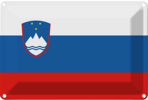 Panneau en tôle panneau mural 20 x 30 cm Slovénie drapeau drapeau cadeau décoration - Photo 1/5