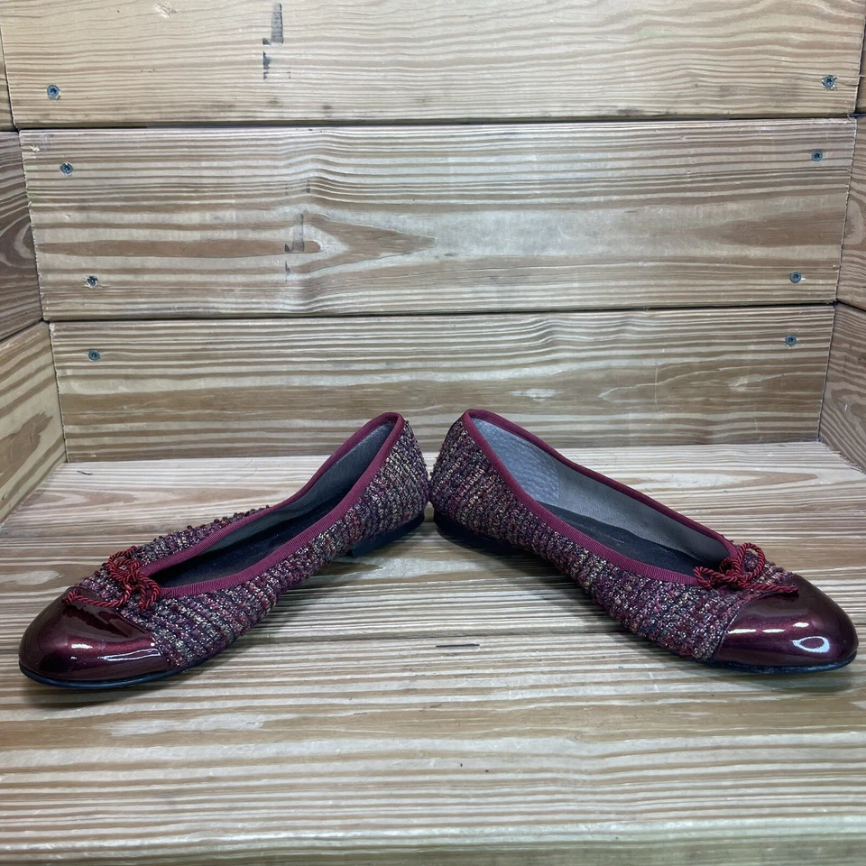 FS NY Flats Womens 9 Shoes Flats Tweed Maroon Slip On Round Toe - Image 3 of 4