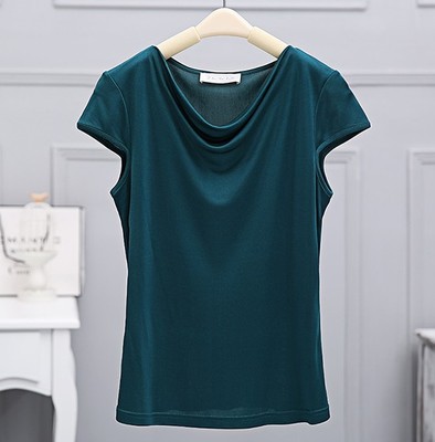 Women's 50% Silk 50% Viscose Drape Neck T-Shirts top blouse 8 colors M-2XL SJ305