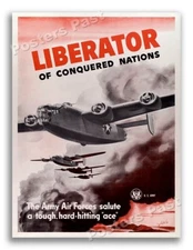 1940s B-24 Liberator Bomber WWII Historic War Poster - 18x24