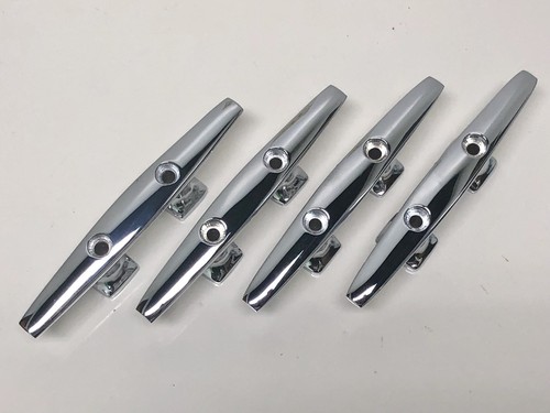 2 PAIR (4 qty) NEW 6-1/4" CHROME PLATED HEAVY BOAT CLEATS~ROPE TIE DOWNS~MARINE - Picture 2 of 8