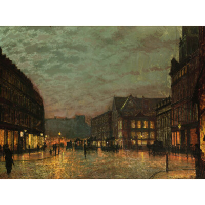 John Atkinson Grimshaw Boar Lane Leeds Lamplight 1881 Painting Print
