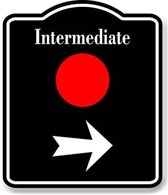 Intermediate Trail  Ski Slope Right  Arrow BLACK Aluminum Composite Sign