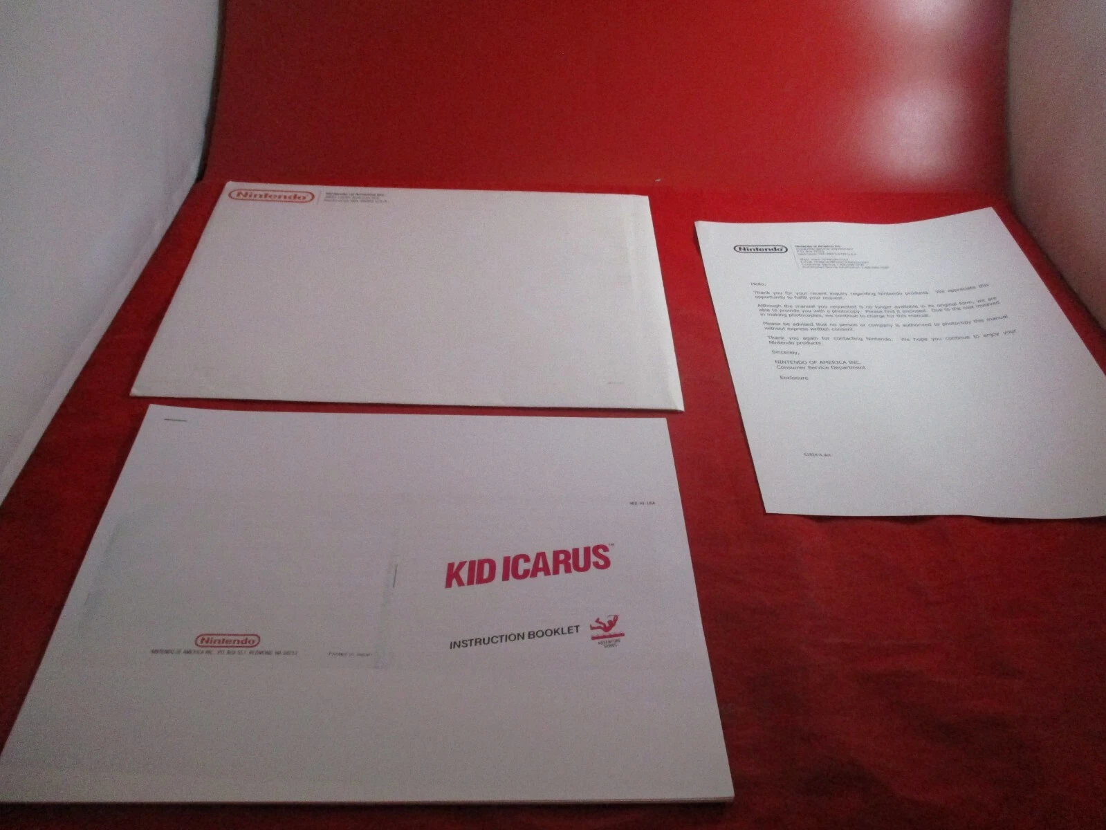Kid Icarus NES Nintendo of America OFFICIAL Mail Order Manual Copy