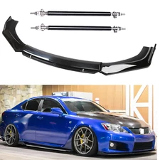 Gloss Black Front Bumper Lip Splitter Spoiler Kit + Strut Rods For LEXUS IS200T