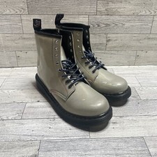 Dr. Martens 1460J Silver Sparkle Rays Lace Up Patent Leather Boot Womens Size 5