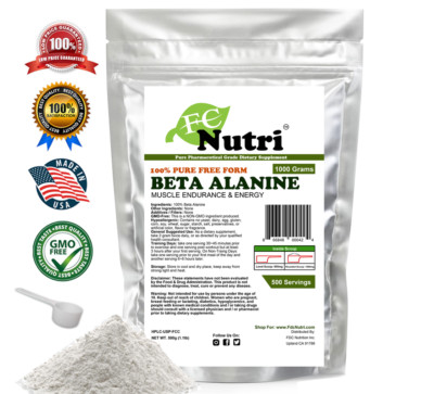 Beta Alanine Unflavored 2.2lb  100% Pure Powder 500 Servings KOSHER 