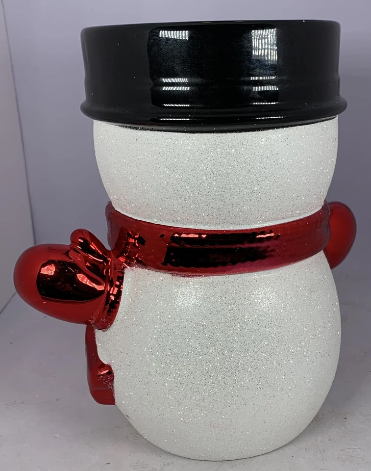 GLITTER SNOWMAN 3-WICK CANDLE HOLDER/pedestal Bath & Body Works 8” - Image 3 of 4