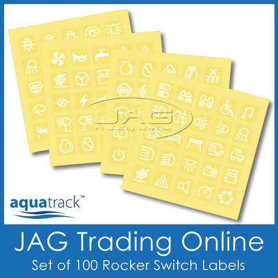 SET 100 ROCKER SWITCH PANEL LABELS for 12V~24V LED AquaTrack/Carling ...