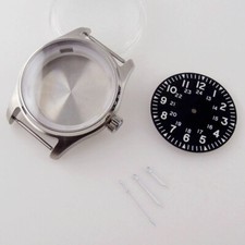 39mm sapphire glass pilot Watch Case black luminous dial fit NH35 NH36 MOVEMENT