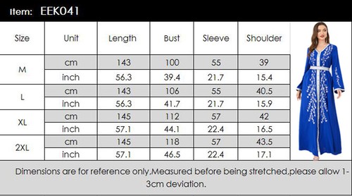 Muslimische Stickerei elegant Kaftan Maxikleid bescheiden Frauen Abaya Dubai Partykleid - Bild 33 von 53