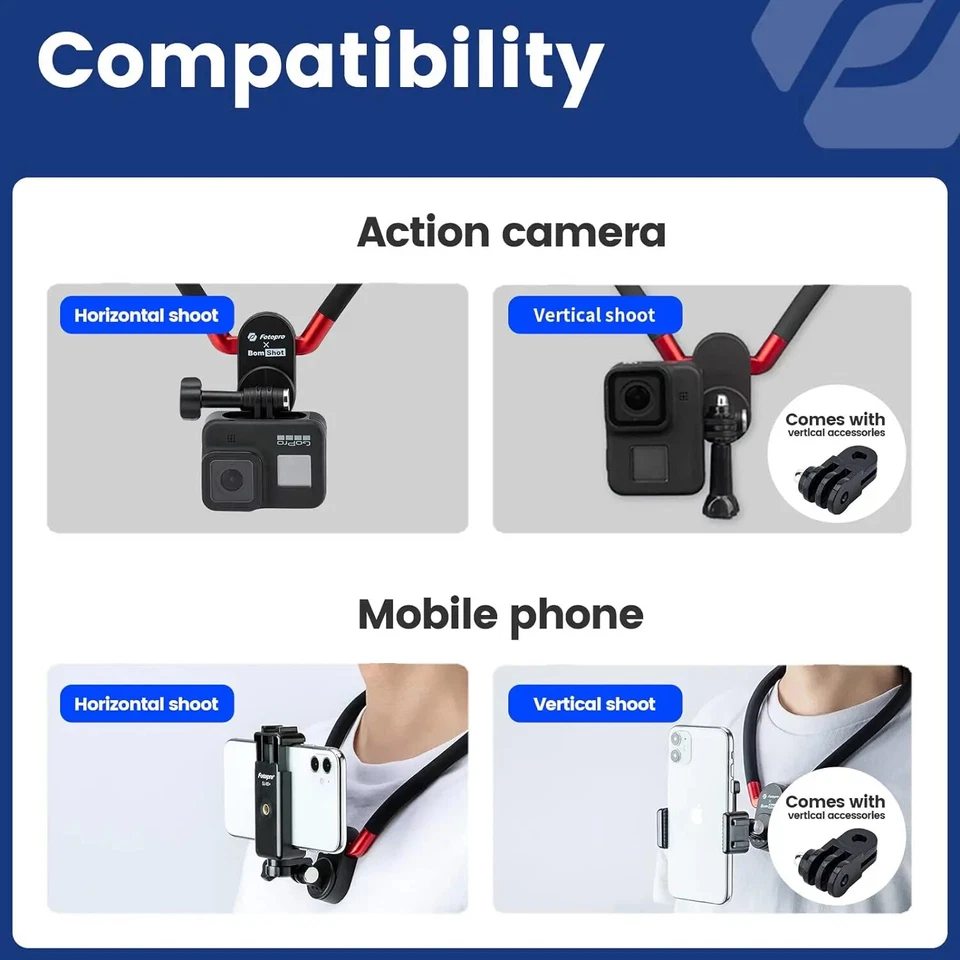 Fotopro GP-03 POV ,Flexible Neck Selfie Holder with Clip ,for GoPro/ iPhone - Image 2 of 4