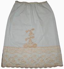 Vintage 50s ROGERS Tricot Nylon Soft Blue Half Slip Heavy Lace Trim Large