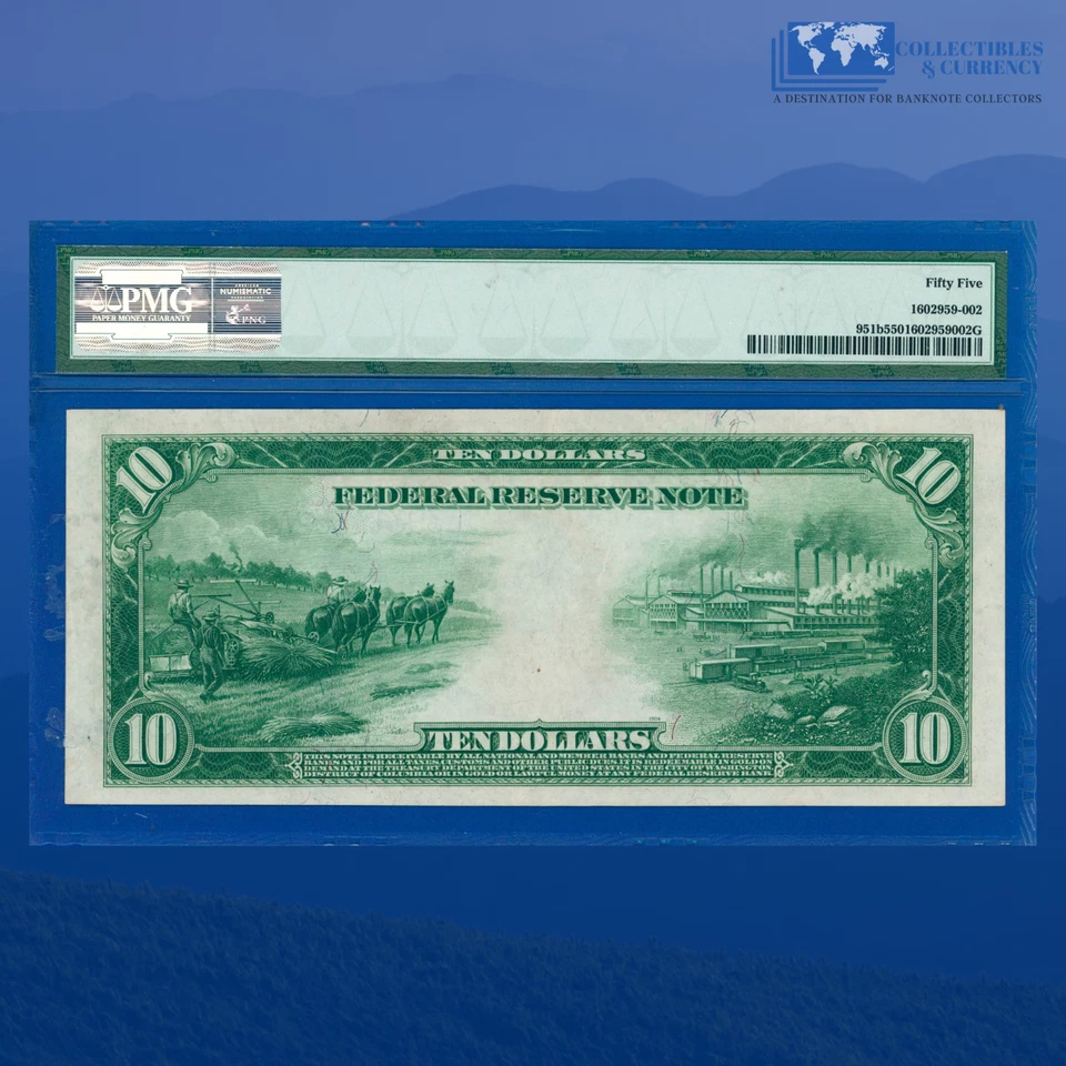 Fr.951b 1914 $10 Ten Dollars Federal Reserve Note San Fran, PMG AU 55 #14532 - Image 2 of 3