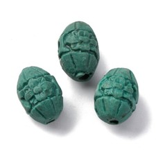 Cinnabar Beads Oval, Dark Sea Green, 14x10mm, Hole: 1.8m Set of 5 Pieces