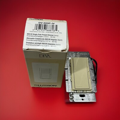 NEW Lutron DIVA DV-600P-IV 600W Single Pole Preset Dimmer  Ivory