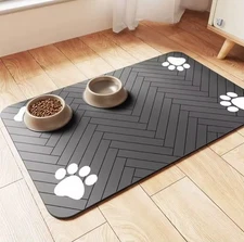 Absorbent Pet Feeding Mat For Food And Water Bowls Waterproof Rubber Backing